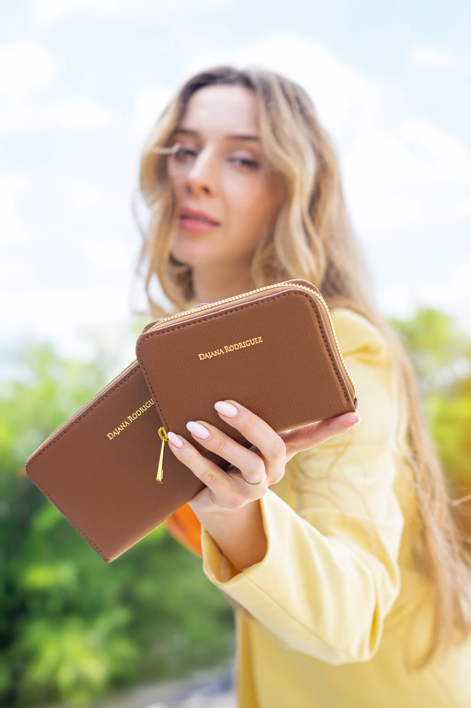 Dajana Rodriguez leather wallets campaign photo